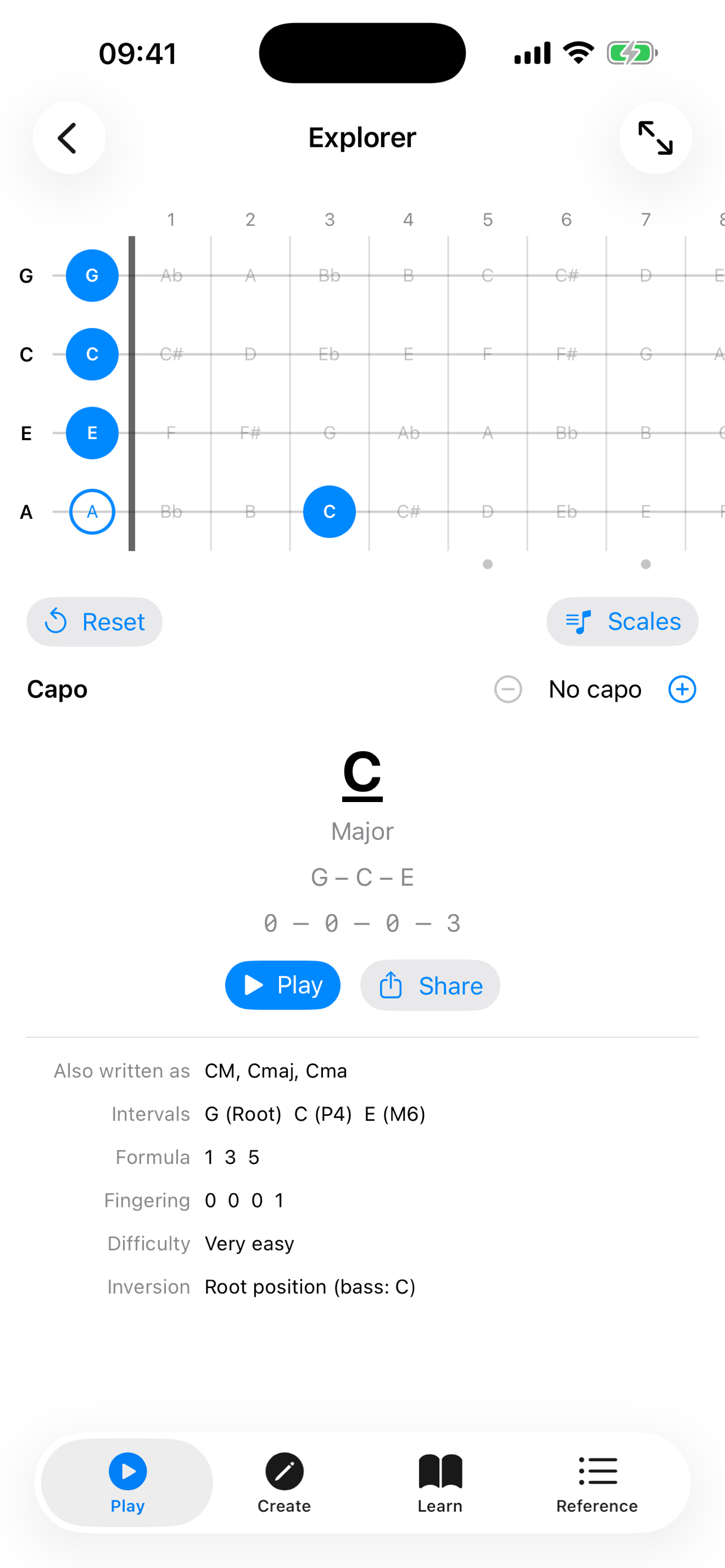iOS explorer fretboard screen