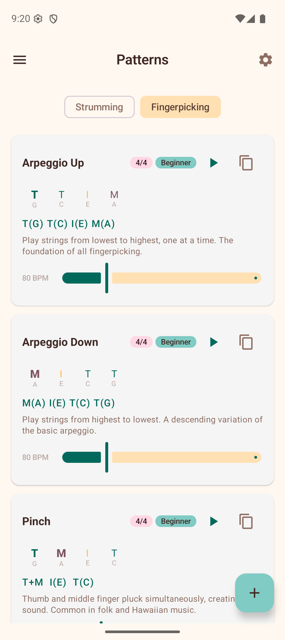 Fingerpicking patterns