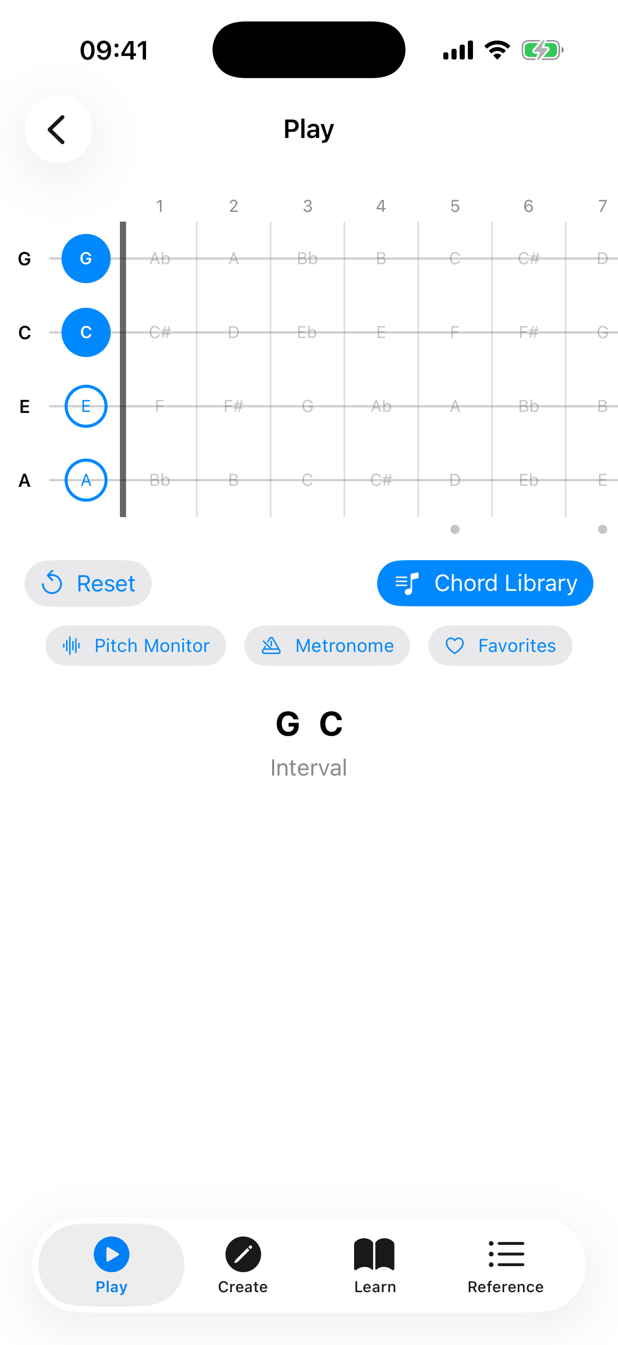 iOS chord detection screen